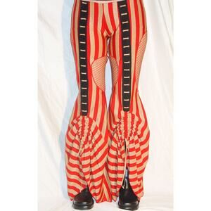 Cirque Burlesque Circus Red Gold Striped Bellydance Garter Festival Pants